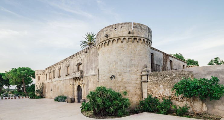 Cata de vinos sicilianos en un castillo y un jardín histórico cerca de Siracusa