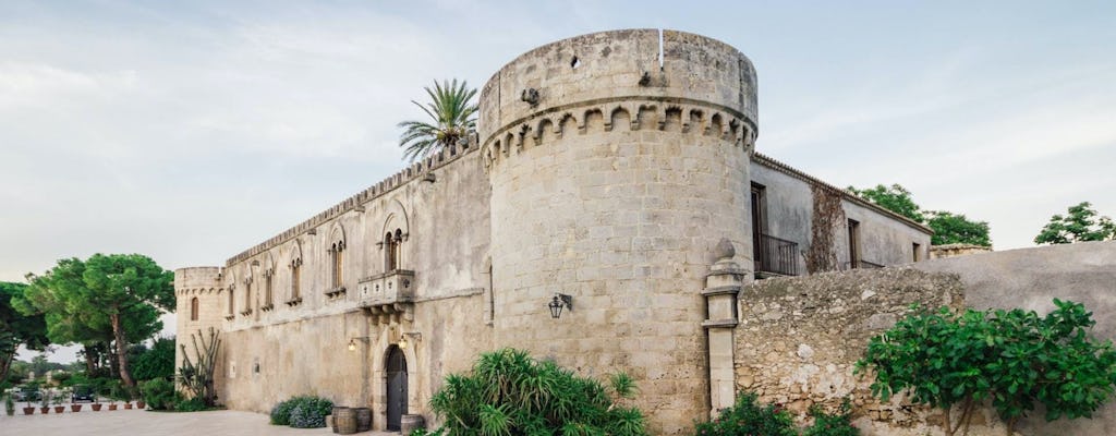 Cata de vinos sicilianos en un castillo y un jardín histórico cerca de Siracusa