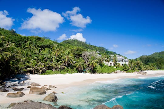 90-minute helicopter tour over Mahé, Praslin, and La Digue from Mahé