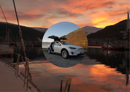 Privérondleiding door Tromsø in een elektrische TeslaX-auto