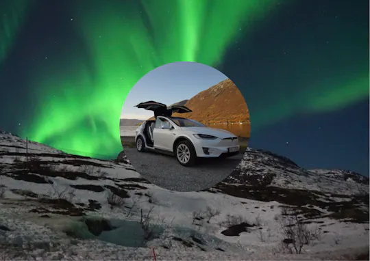 Excursión privada a la aurora boreal de Tromsø en un coche TeslaX