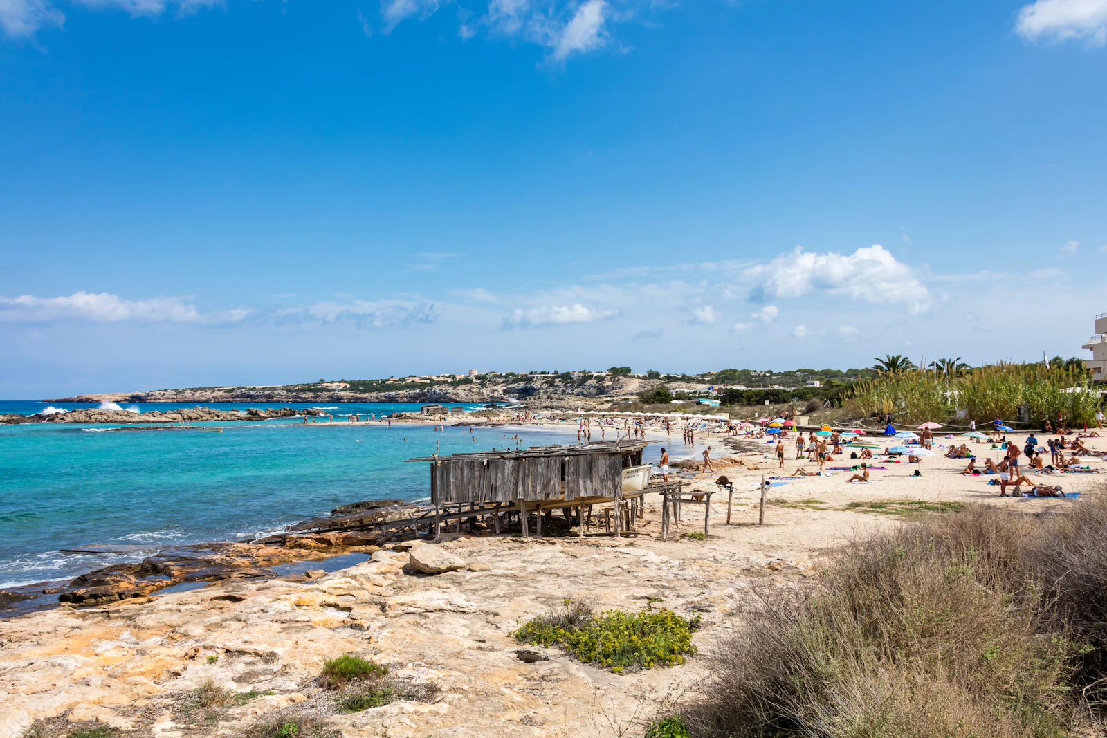 Turquoise water and sandy beach on Formentera, Balearic Islands