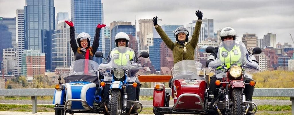 Vintage sidecar motorcycle sightseeing tour of Calgary