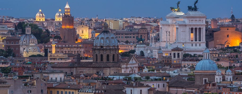 Car tour of Rome at twilight