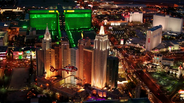 Nachtvlucht over de hoogtepunten van de Las Vegas Strip