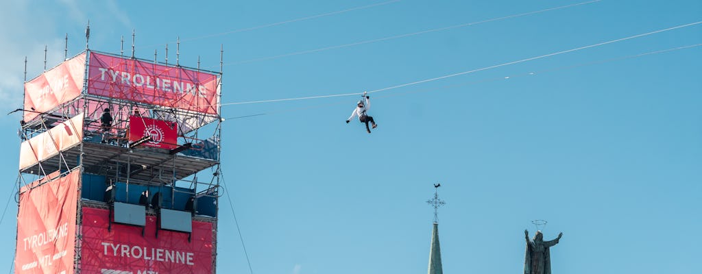 Zipline ride over the Old Port of Montreal