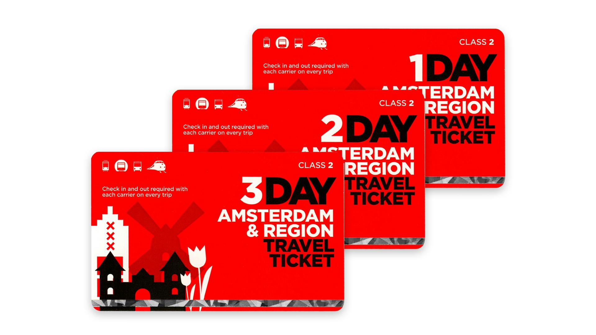 Bilet podróżny na region Amsterdamu na 1–3 dni