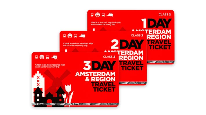 Amsterdam region travel ticket voor 1 tot 3 dagen
