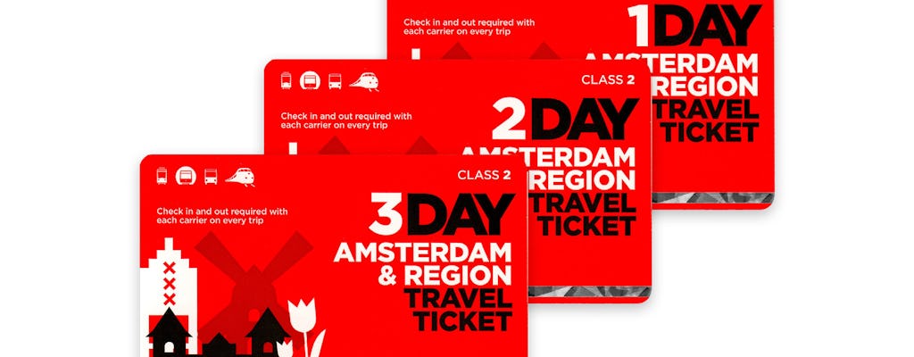 Amsterdam region travel ticket for 1 to 3 days