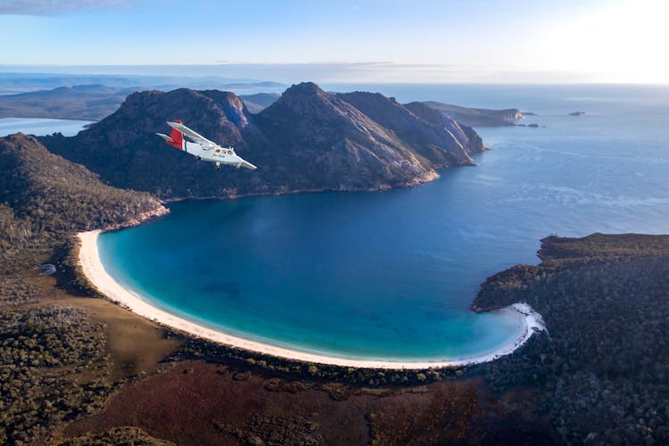 Wineglass Bay and Maria Island wildlife scenic flight tour with lunch