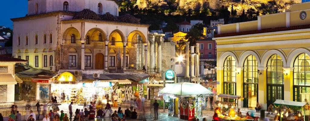 Tour guidato notturno a piedi della vibrante Atene