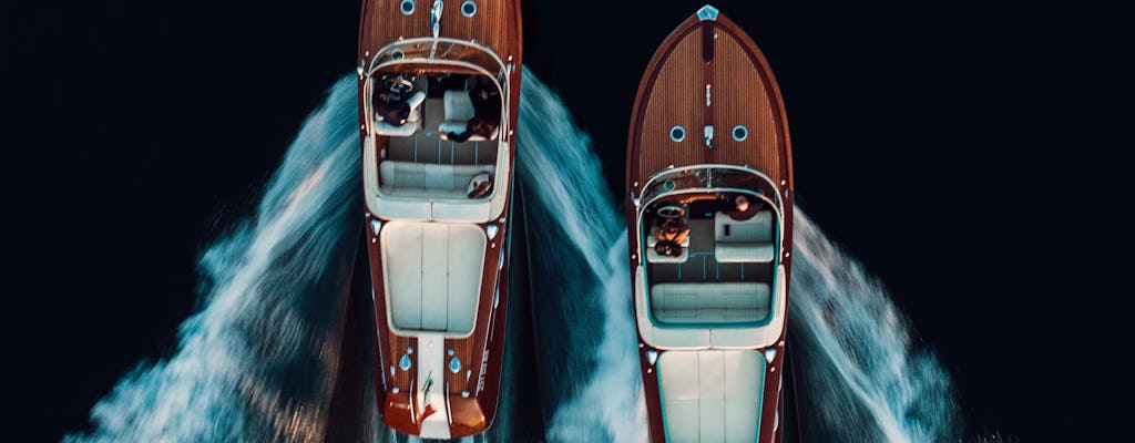 Riva speedboat experience on Lake Iseo and Monte Isola by private minivan from Bergamo
