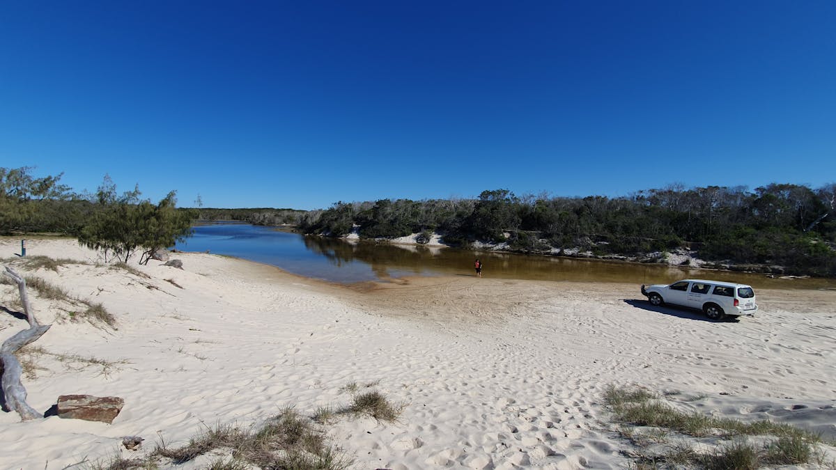 Bribie Island 4WD-, kajak-, strand- en bunkertour