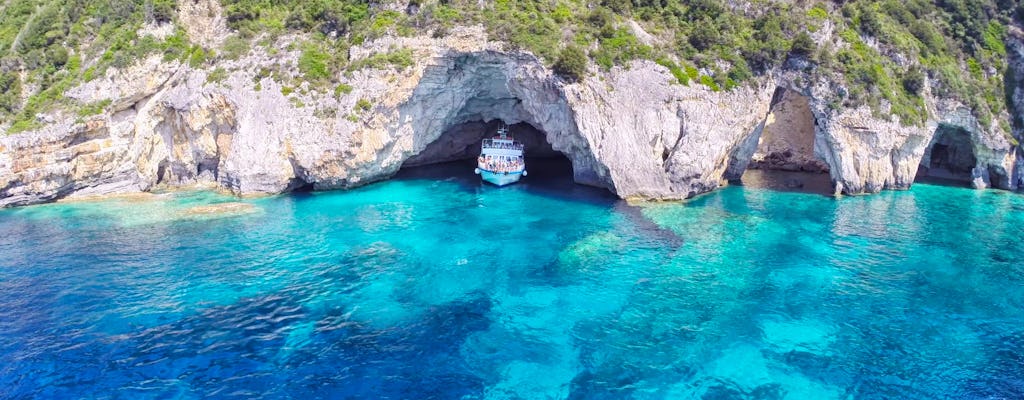 Cruzeiro pelas cavernas azuis Paxos Antipaxos saindo de Lefkimmi