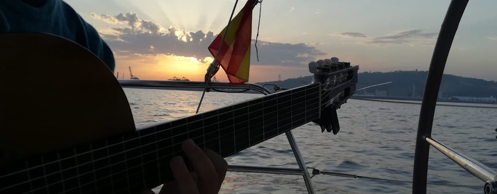Barcelona sunset sailing experience with live Spanish guitar