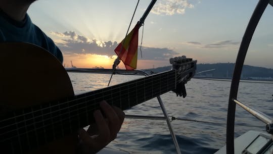 Barcelona sunset sailing experience with live Spanish guitar