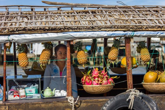 Passeio pelo mercado flutuante do Delta do Mekong e Cai Be com almoço