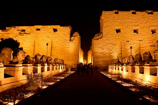 Karnak Temple's sound and light show by horse-drawn carriage from Luxor