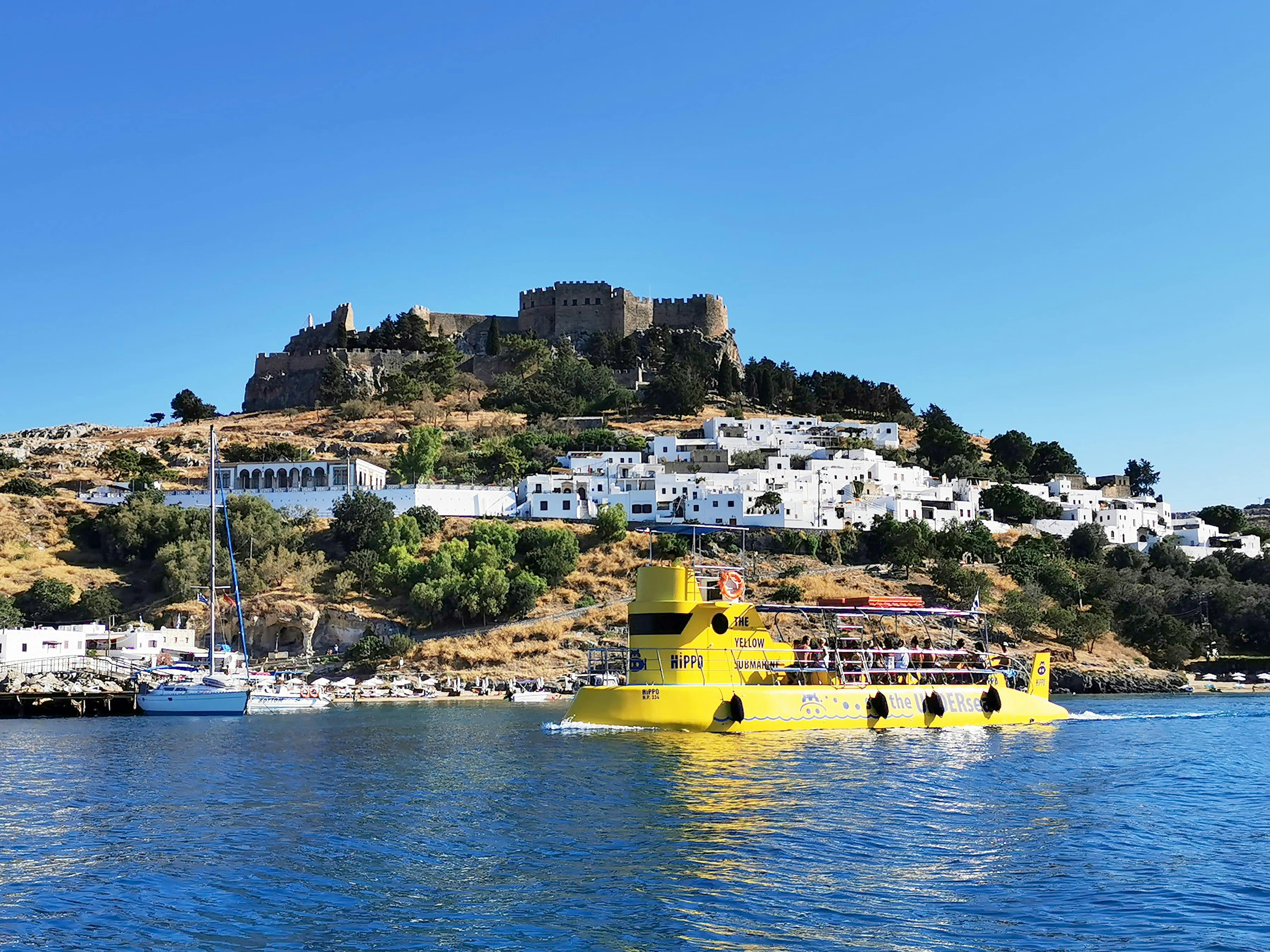 Croisière en sous-marin Hippo à Lindos avec baignade dans la baie de Navarone