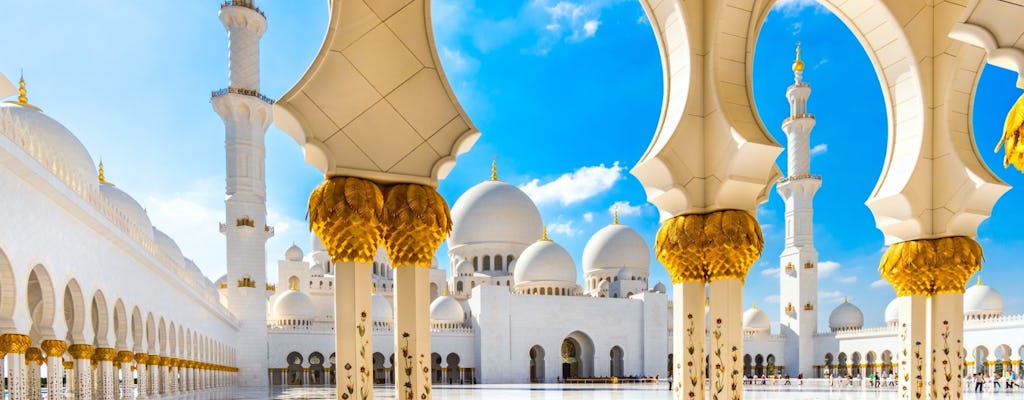Abu Dhabi Mosque and Ferrari World from Abu Dhabi