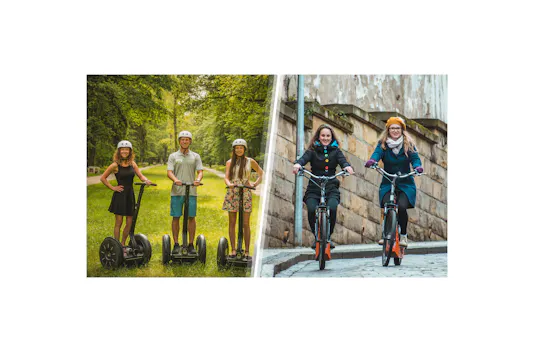 Excursão em grupo pequeno de 4 horas em Praga em scooter de autoequilíbrio e e-bike ou e-scooter com coleta