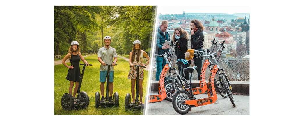 Prague 4-hour private tour on self-balancing scooter and e-bike or e-scooter with pickup