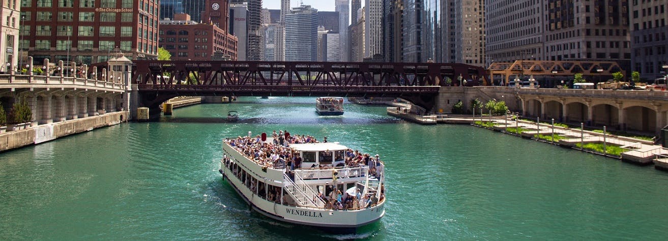 Excursão de arquitetura de 90 minutos pelo rio Chicago de Wendella
