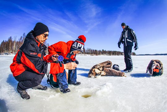 Saariselka full-day snowmobile safari with ice fishing