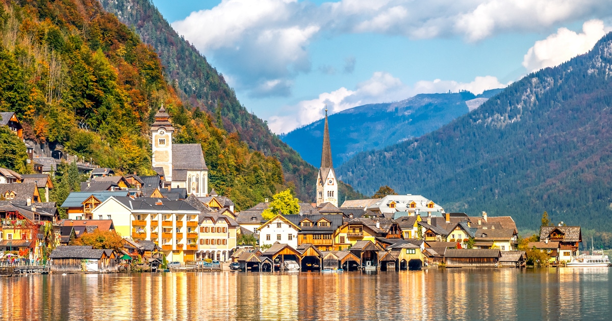 Evangelical Church in Hallstatt with its tall spire