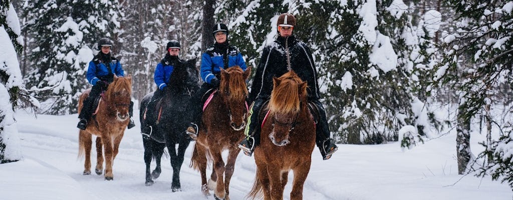 Horseback riding through the snowy nature at Apukka resort
