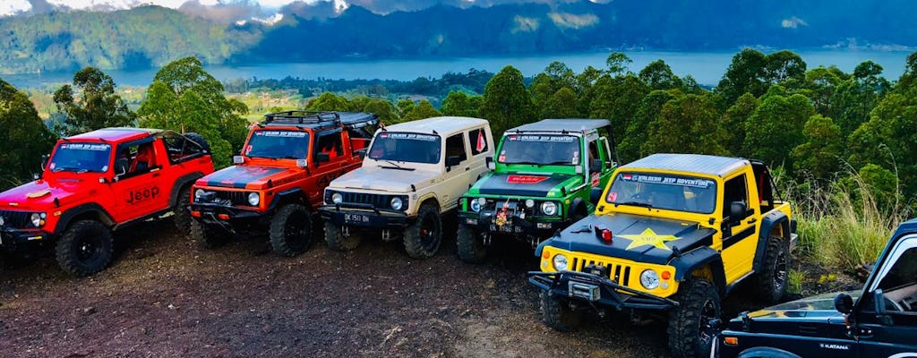 4x4 classic jeep tour with waterfall, Batur Caldera sunrise and Batur black lava volcano