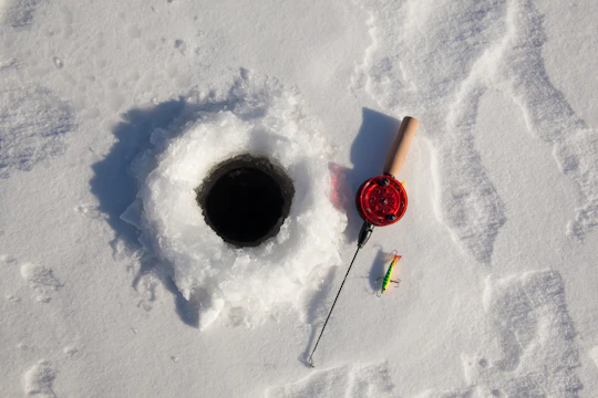 Ice fishing on lake Sirkkajärvi from Levi