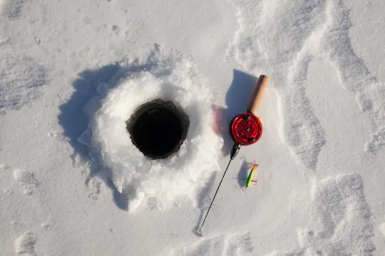 Ice fishing on lake Sirkkajärvi from Levi