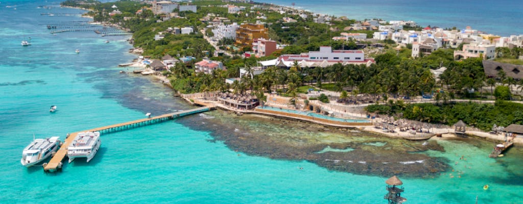 Isla Mujeres snorkeling, golf cart city tour and beach club access