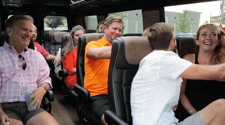 Branson highlights tour in a Mercedes Sprinter bus