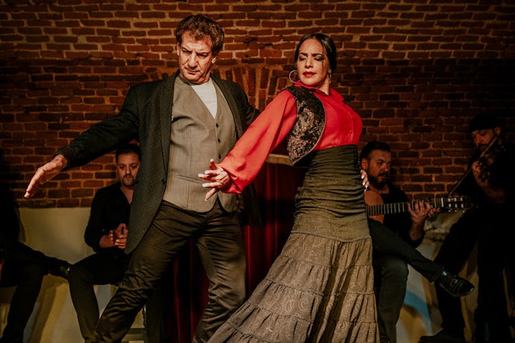 Traditional flamenco show in a brick cave in Madrid