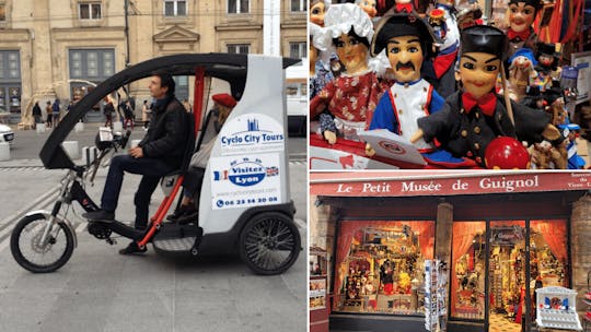 Passeio de pedicab 360 em Lyon com visita ao museu Guignol