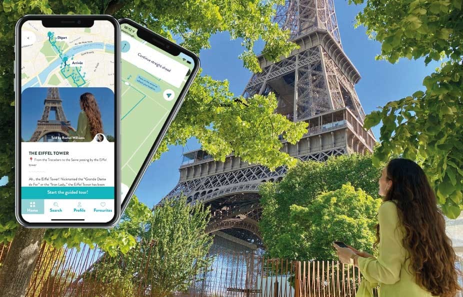 Fly over Paris med Virtual Reality og tur til fots med lydguide på smarttelefonen din