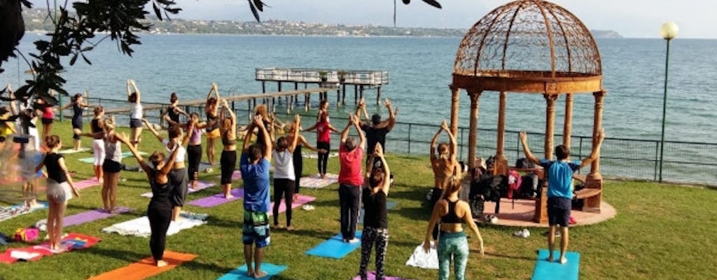 Hatha Yoga class on Lake Garda