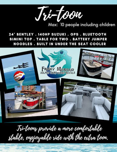 Pontoon-Tritoon boat rental around Pensacola Beach