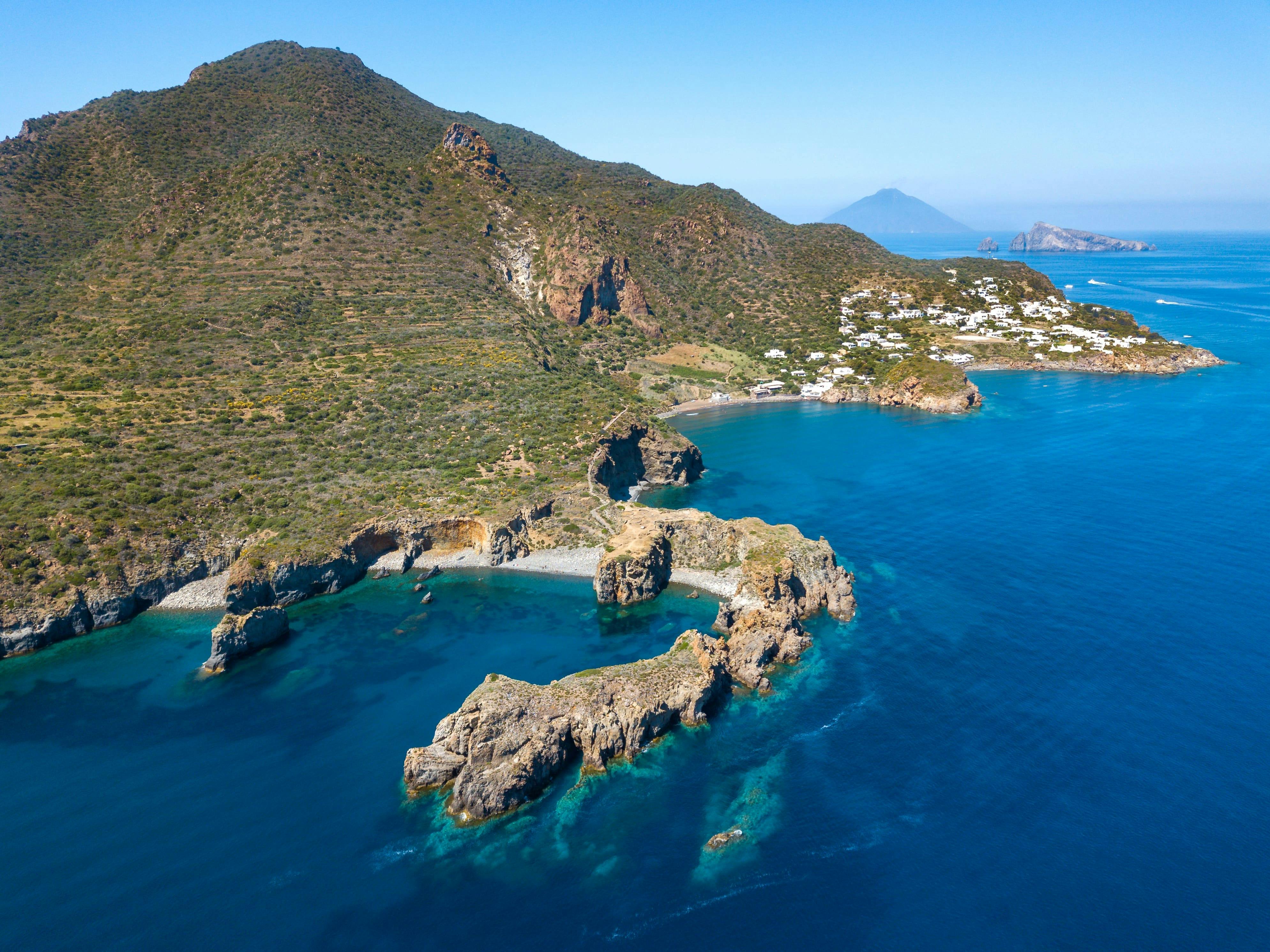 Salina, Panarea and Stromboli from Cefalù