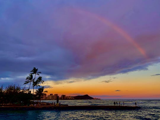 Honolulu city lights sunset catamaran cruise