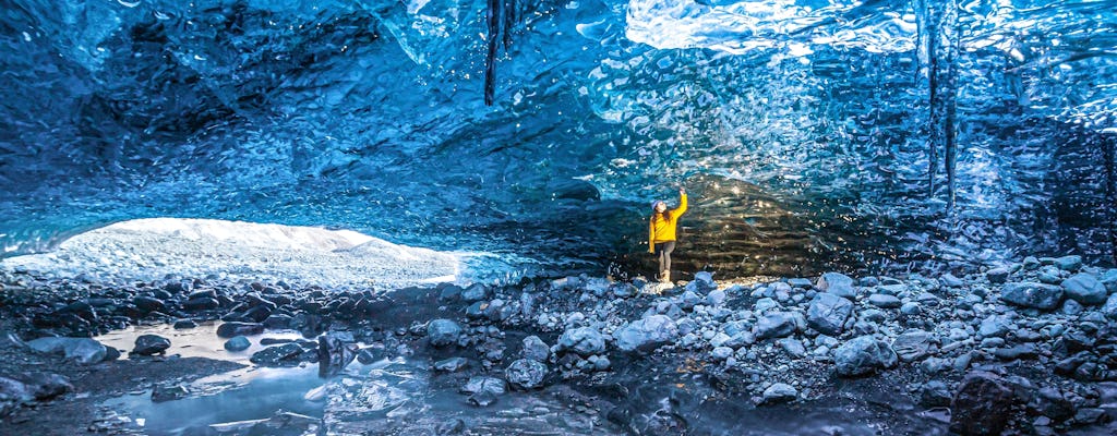 Visite d'une grotte de glace en cristal dans le parc national de Vatnajökull