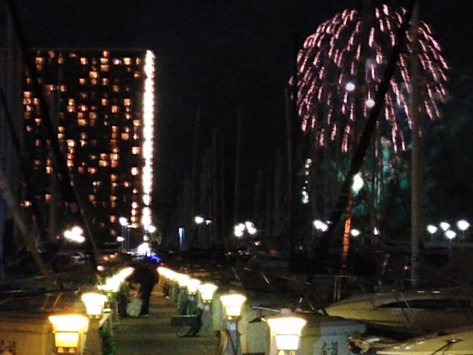 Fireworks cruise in Venetian-style gondola in Waikiki
