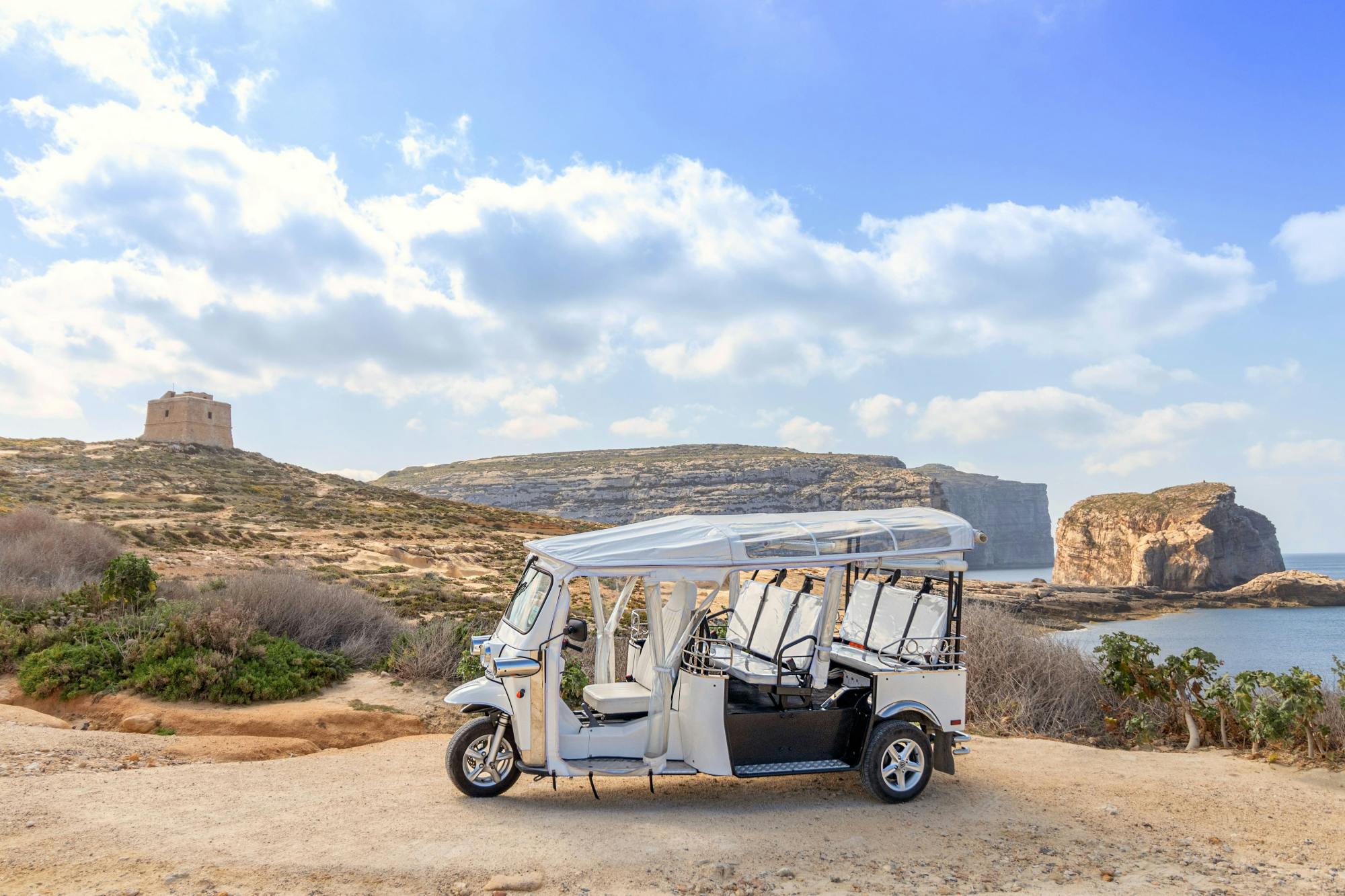 Gozo Tuk-Tuk & Comino Island Hopper Boat Tour