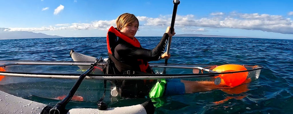 Excursión de arrecife en kayak transparente con pontones en Maui