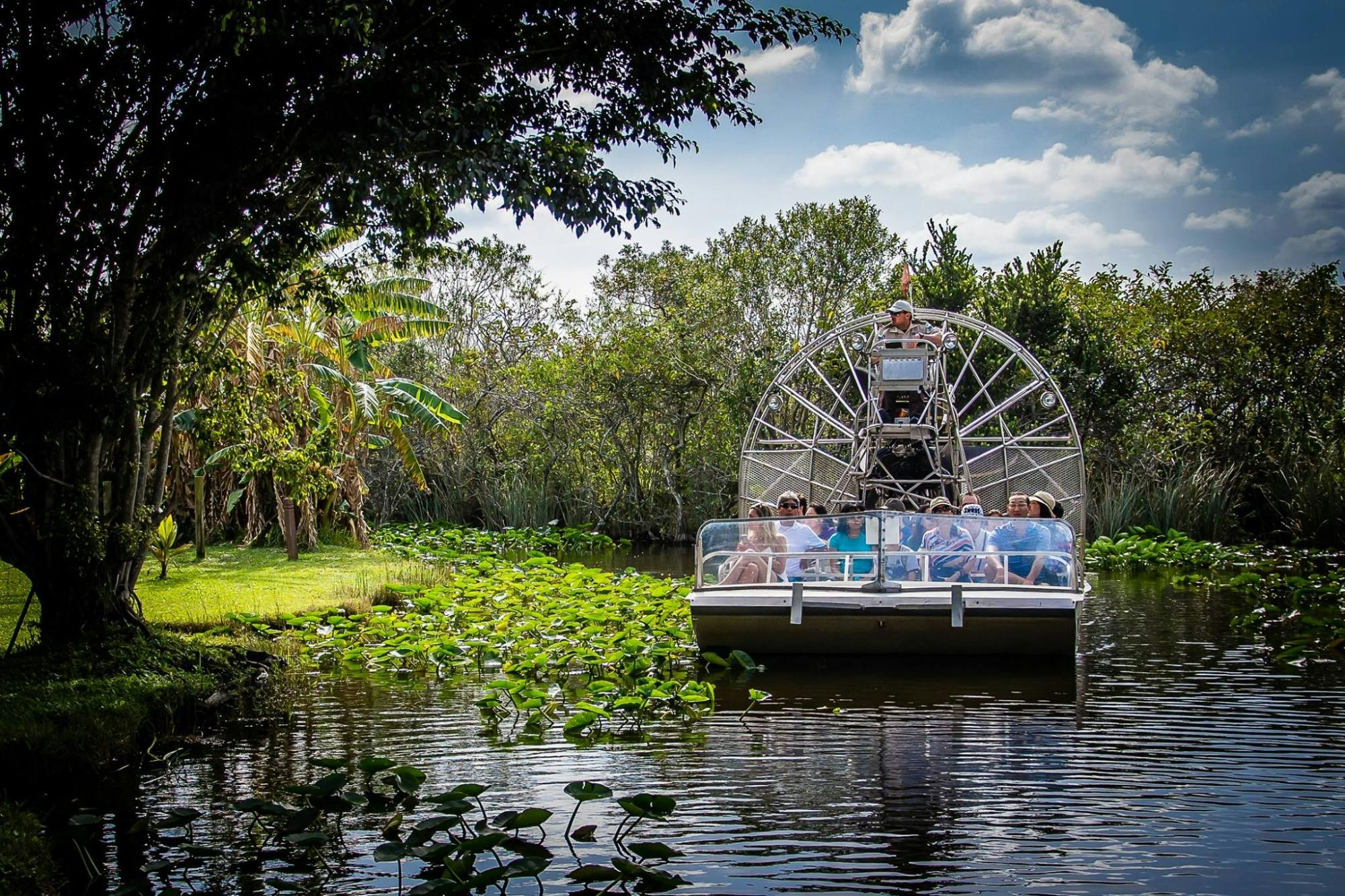 Przejażdżka poduszkowcem Everglades z wycieczką łodzią po Zatoce Biscayne i transportem