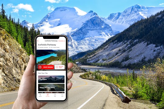 Audio-guided driving tour on the Icefields Parkway drive