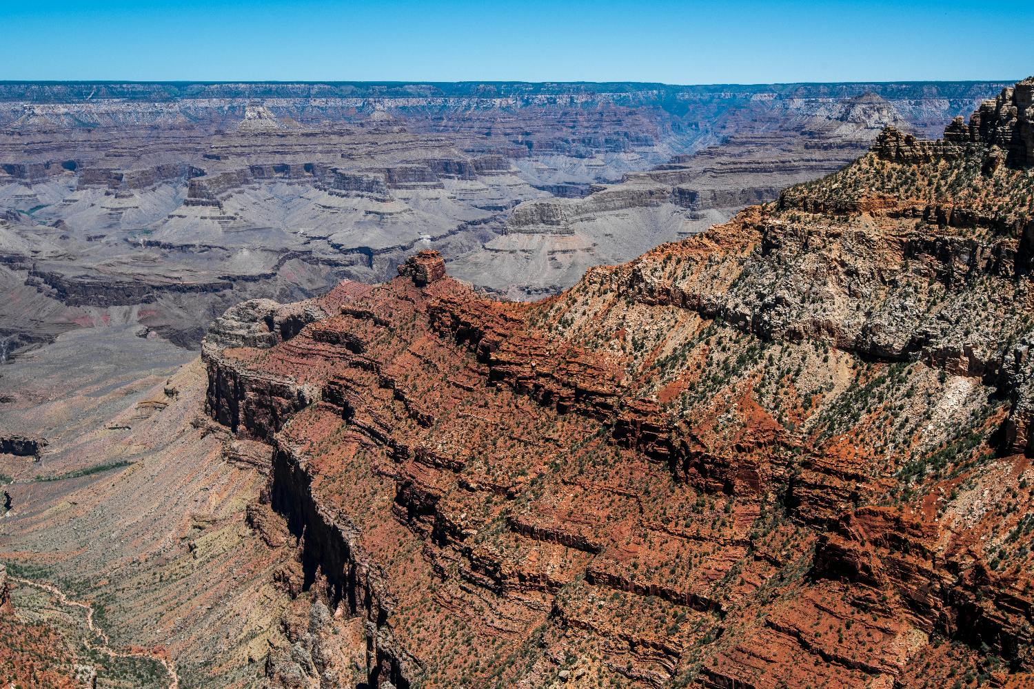 Zelfrijdende, wandel- en shuttletocht langs de zuidrand van de Grand Canyon