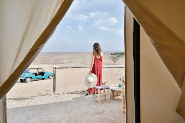 Experiência de jantar ao pôr do sol no deserto de Agafay